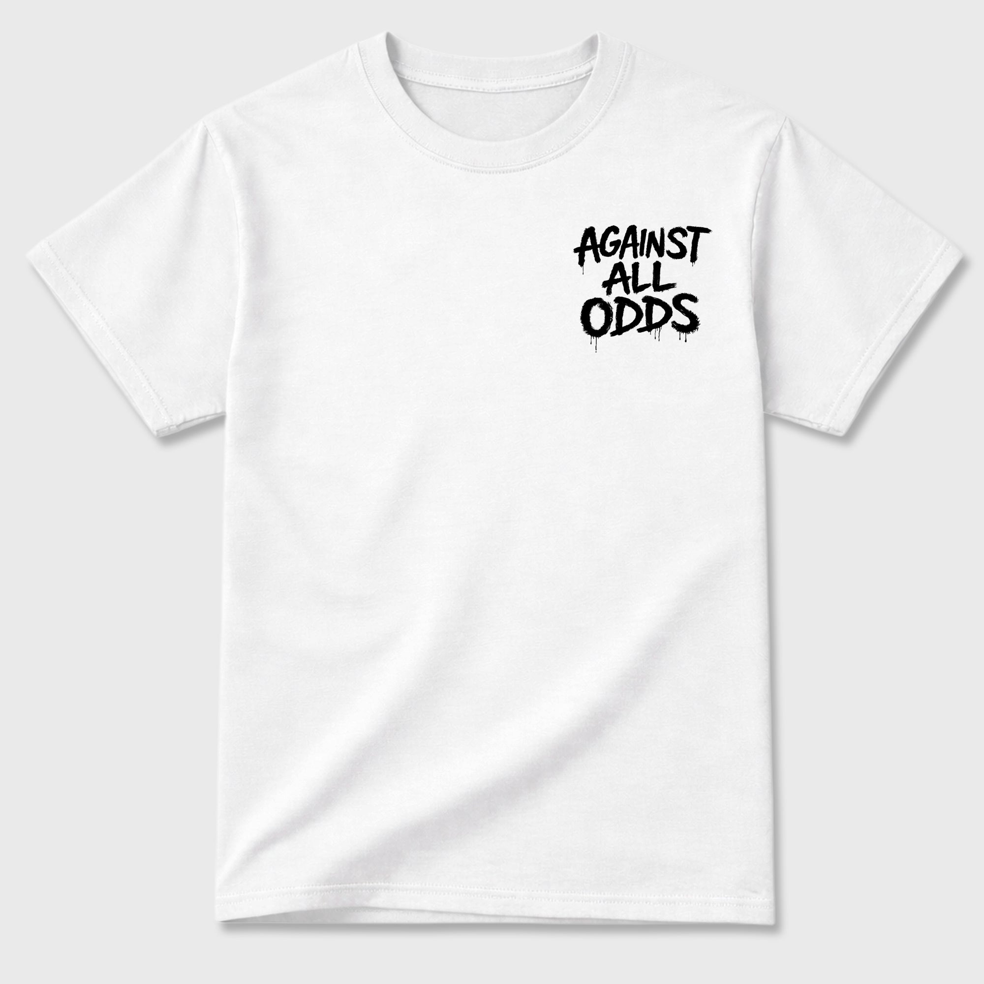 Against All Odds Graphic T-Shirt featuring original streetwear artwork designed to match the . White Graphic T-Shirt.