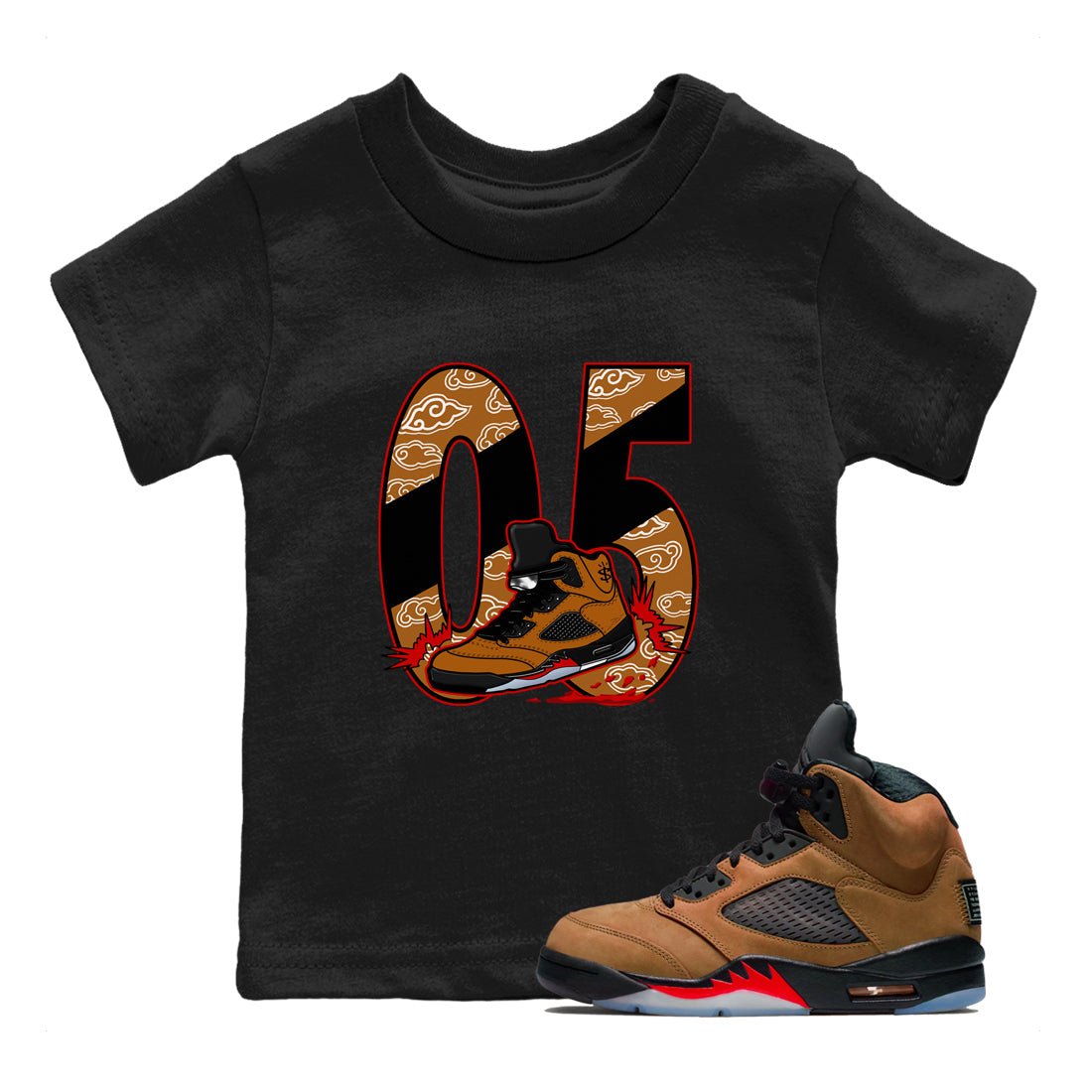 5s Archaeo Brown shirts to match jordans Aggressive Dribble sneaker match tees Air Jordan 5 Archaeo Brown match shoes to clothes SNRT Sneaker Tees Youth Baby Black 1 tee