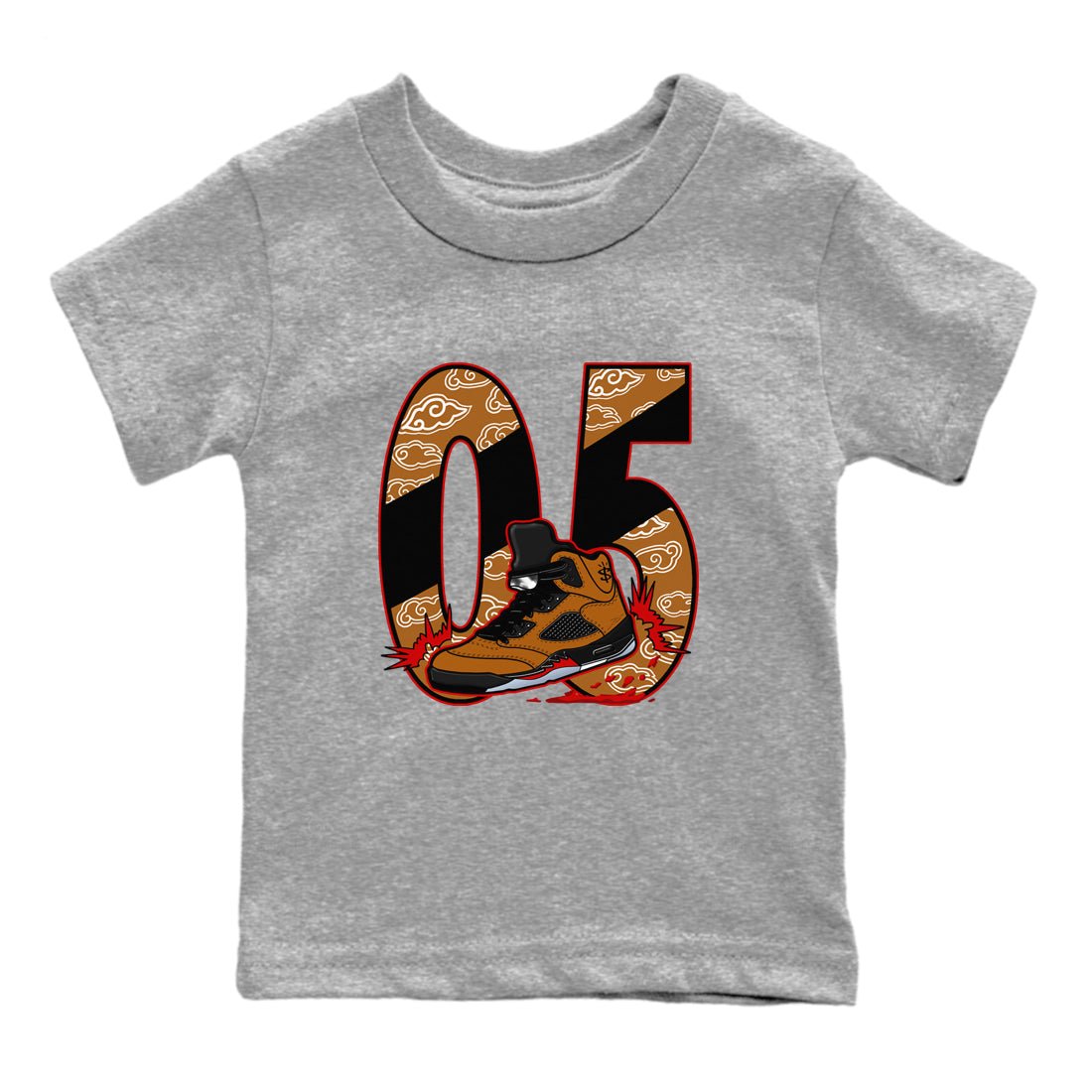 5s Archaeo Brown shirts to match jordans Aggressive Dribble sneaker match tees Air Jordan 5 Archaeo Brown match shoes to clothes SNRT Sneaker Tees Youth Baby Heather Grey 2 tee