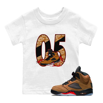 5s Archaeo Brown shirts to match jordans Aggressive Dribble sneaker match tees Air Jordan 5 Archaeo Brown match shoes to clothes SNRT Sneaker Tees Youth Baby White 1 tee
