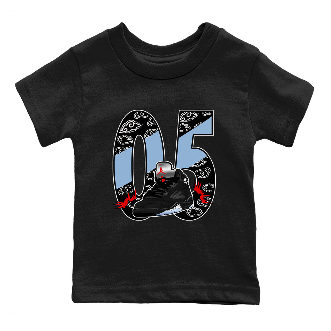 5s Reimagined shirts to match jordans Aggressive Dribble best t shirts to wear with jordans Air Jordan 5 Reimagined match shoes to clothes SNRT Sneaker Tees Youth Baby Black 2 tee