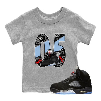 5s Reimagined shirts to match jordans Aggressive Dribble best t shirts to wear with jordans Air Jordan 5 Reimagined match shoes to clothes SNRT Sneaker Tees Youth Baby Heather Grey 1 tee