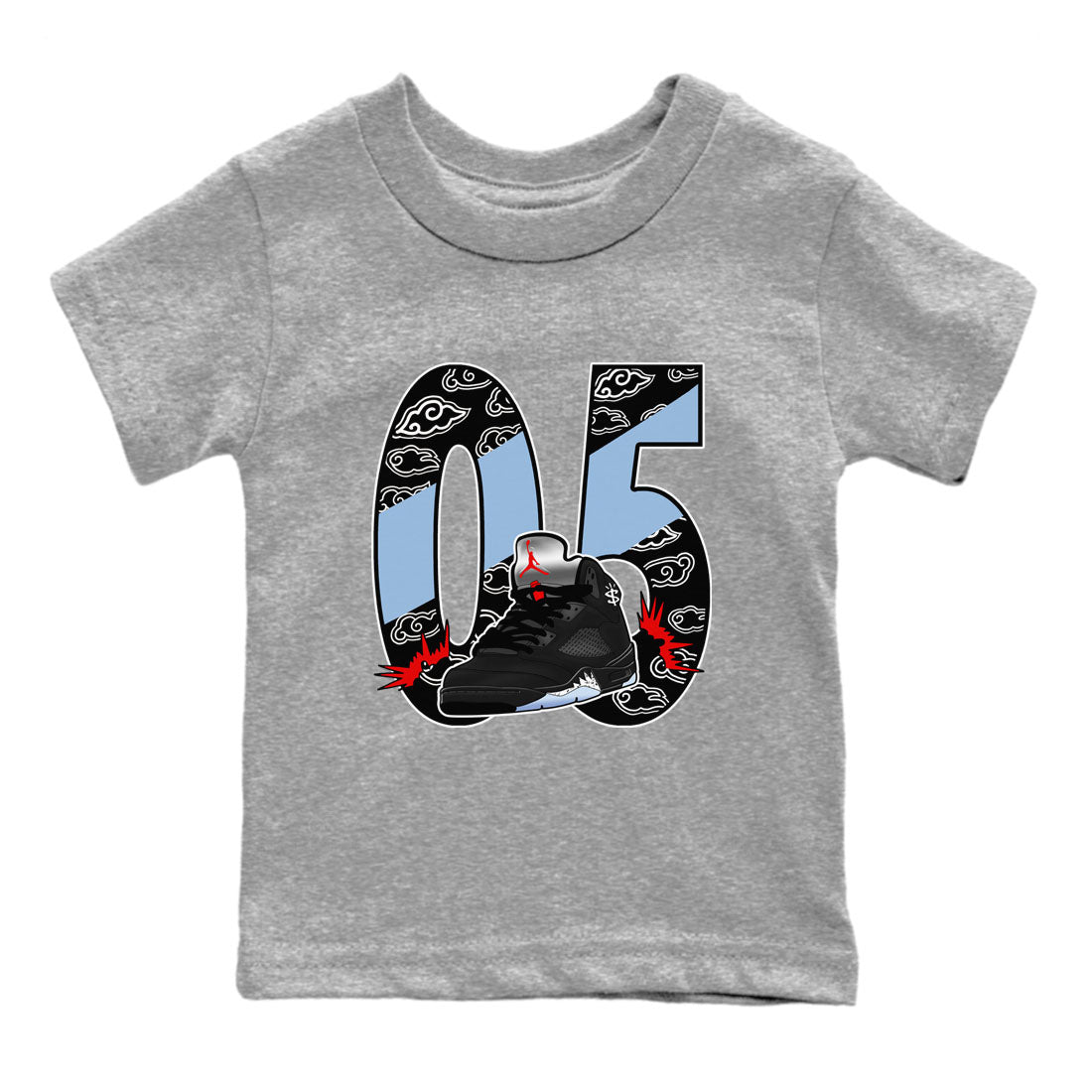5s Reimagined shirts to match jordans Aggressive Dribble best t shirts to wear with jordans Air Jordan 5 Reimagined match shoes to clothes SNRT Sneaker Tees Youth Baby Heather Grey 2 tee
