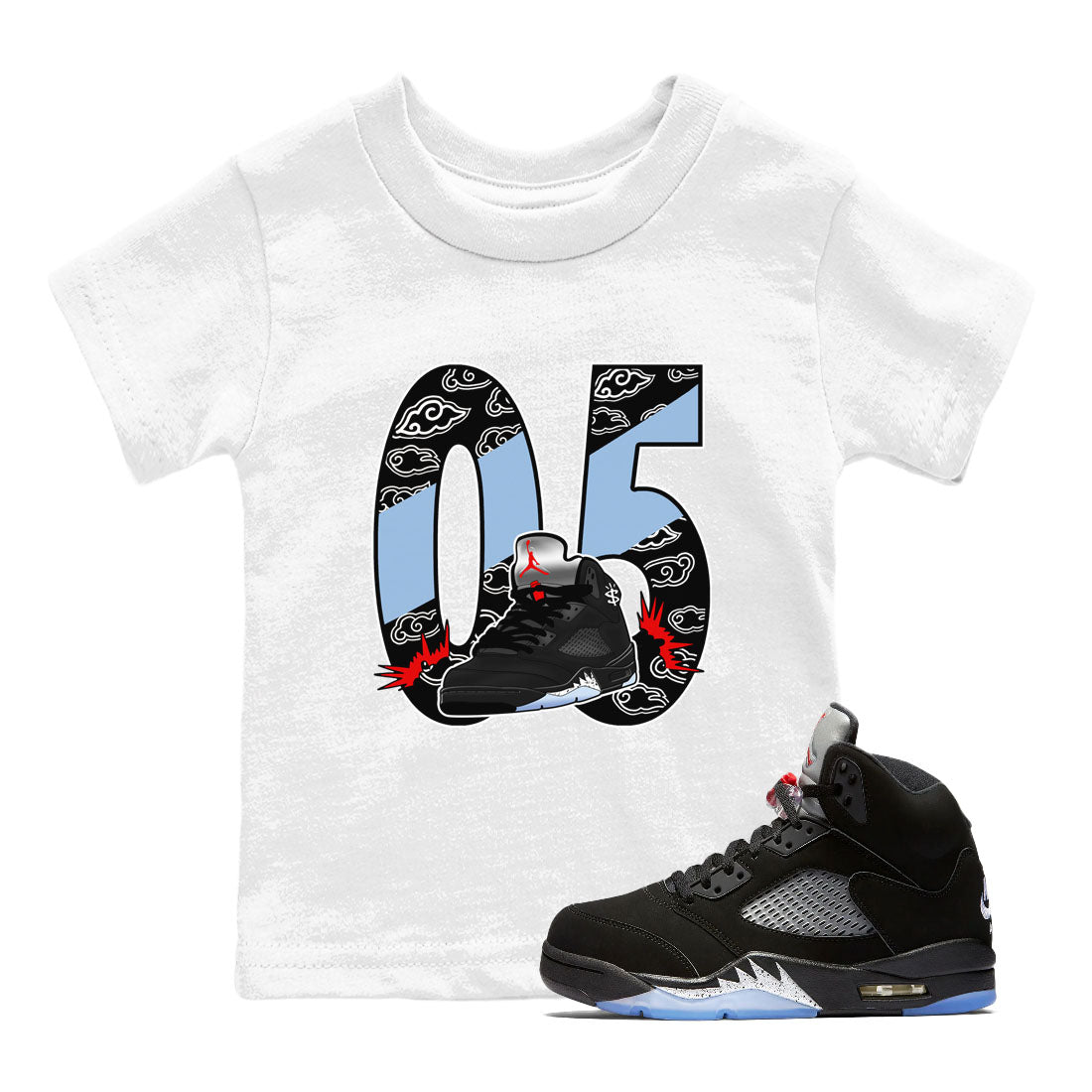 5s Reimagined shirts to match jordans Aggressive Dribble best t shirts to wear with jordans Air Jordan 5 Reimagined match shoes to clothes SNRT Sneaker Tees Youth Baby White 1 tee