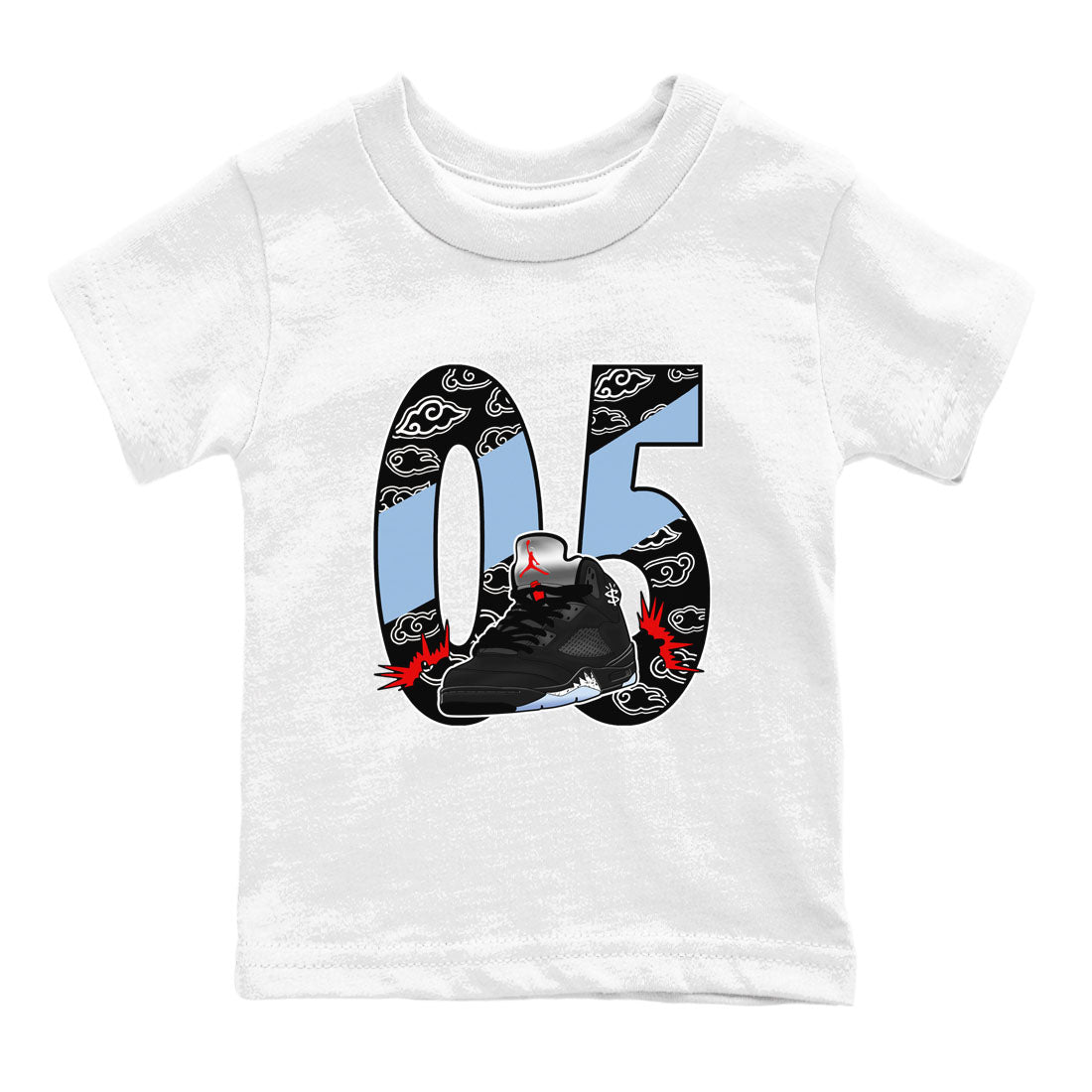 5s Reimagined shirts to match jordans Aggressive Dribble best t shirts to wear with jordans Air Jordan 5 Reimagined match shoes to clothes SNRT Sneaker Tees Youth Baby White 2 tee