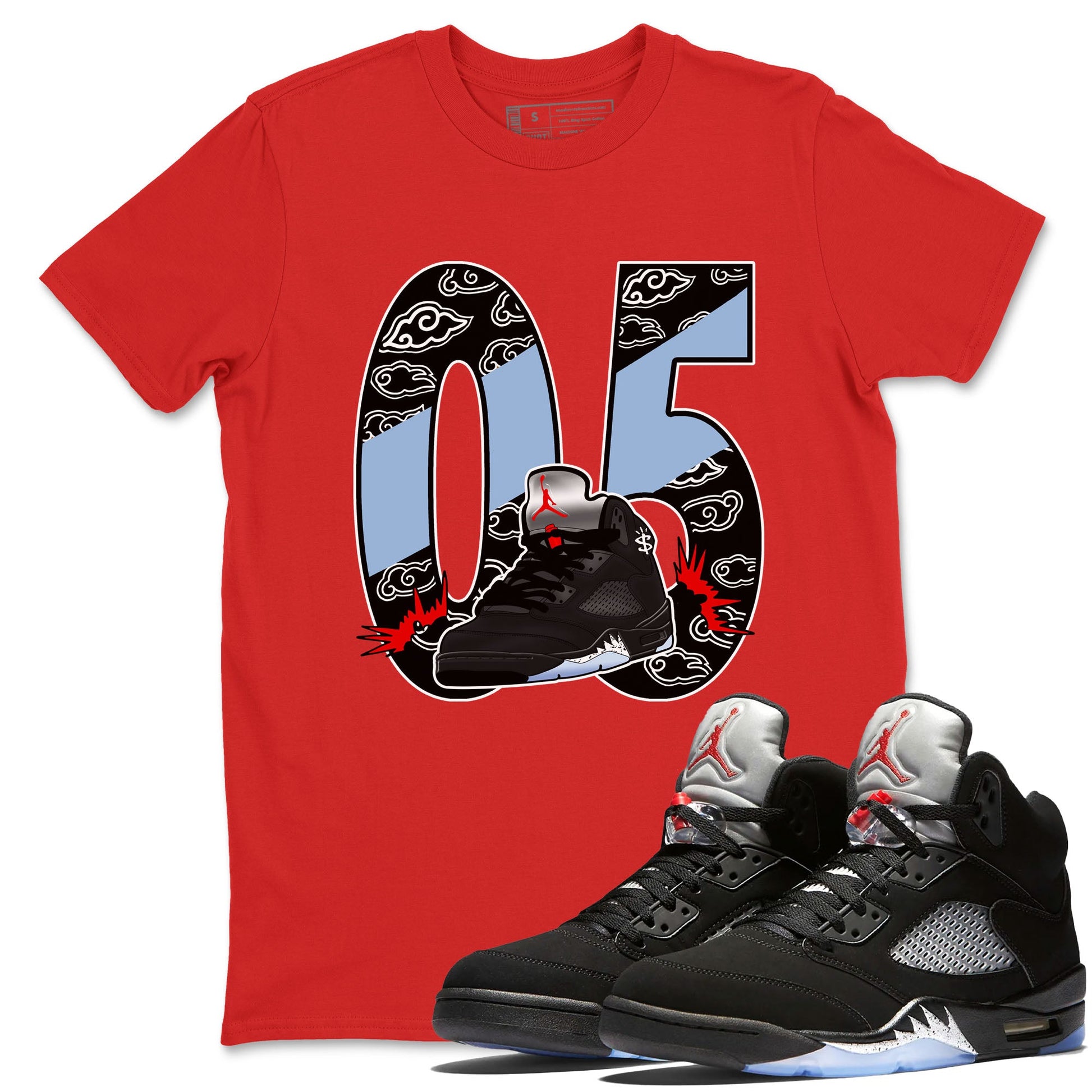 5s Reimagined shirts to match jordans Aggressive Dribble best t shirts to wear with jordans Air Jordan 5 Reimagined match shoes to clothes SNRT Sneaker Tees unisex cotton Red 1 shirts