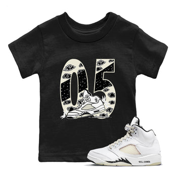AJ5 Sail shirt to match jordans Aggressive Dribble sneaker tees Air Jordan 5 Sail SNRT sneaker release tees baby toddler Black 1 cotton Shirt