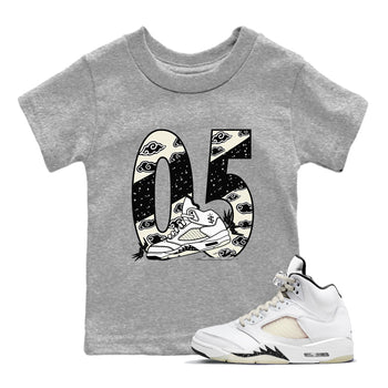 AJ5 Sail shirt to match jordans Aggressive Dribble sneaker tees Air Jordan 5 Sail SNRT sneaker release tees baby toddler Heather Grey 1 cotton Shirt