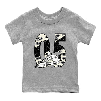 AJ5 Sail shirt to match jordans Aggressive Dribble sneaker tees Air Jordan 5 Sail SNRT sneaker release tees baby toddler Heather Grey 2 cotton Shirt