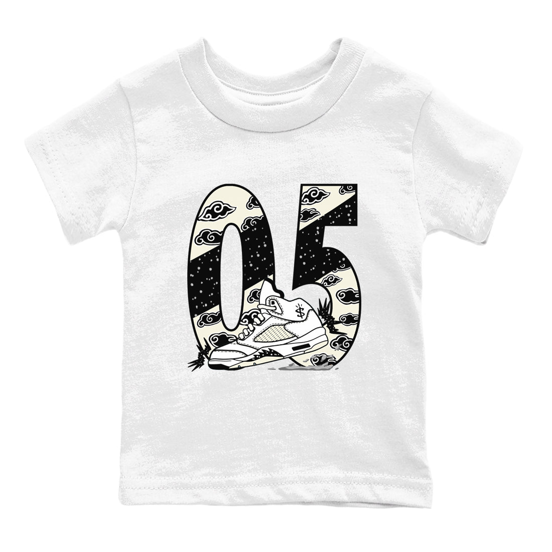 AJ5 Sail shirt to match jordans Aggressive Dribble sneaker tees Air Jordan 5 Sail SNRT sneaker release tees baby toddler White 2 cotton Shirt