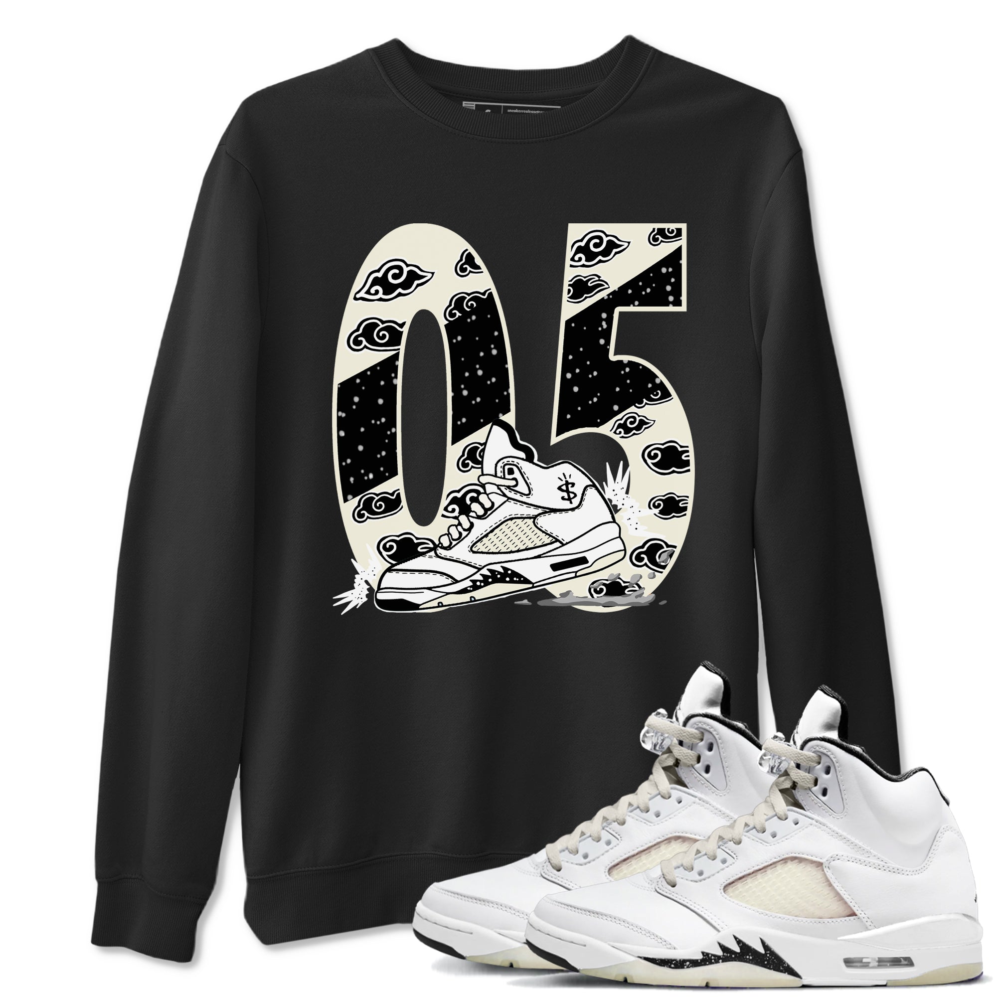 AJ5 Sail shirt to match jordans Aggressive Dribble sneaker tees Air Jordan 5 Sail SNRT Sneaker Release Tees unisex cotton Black 1 crew neck shirt