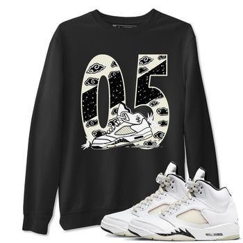AJ5 Sail shirt to match jordans Aggressive Dribble sneaker tees Air Jordan 5 Sail SNRT Sneaker Release Tees unisex cotton Black 1 crew neck shirt