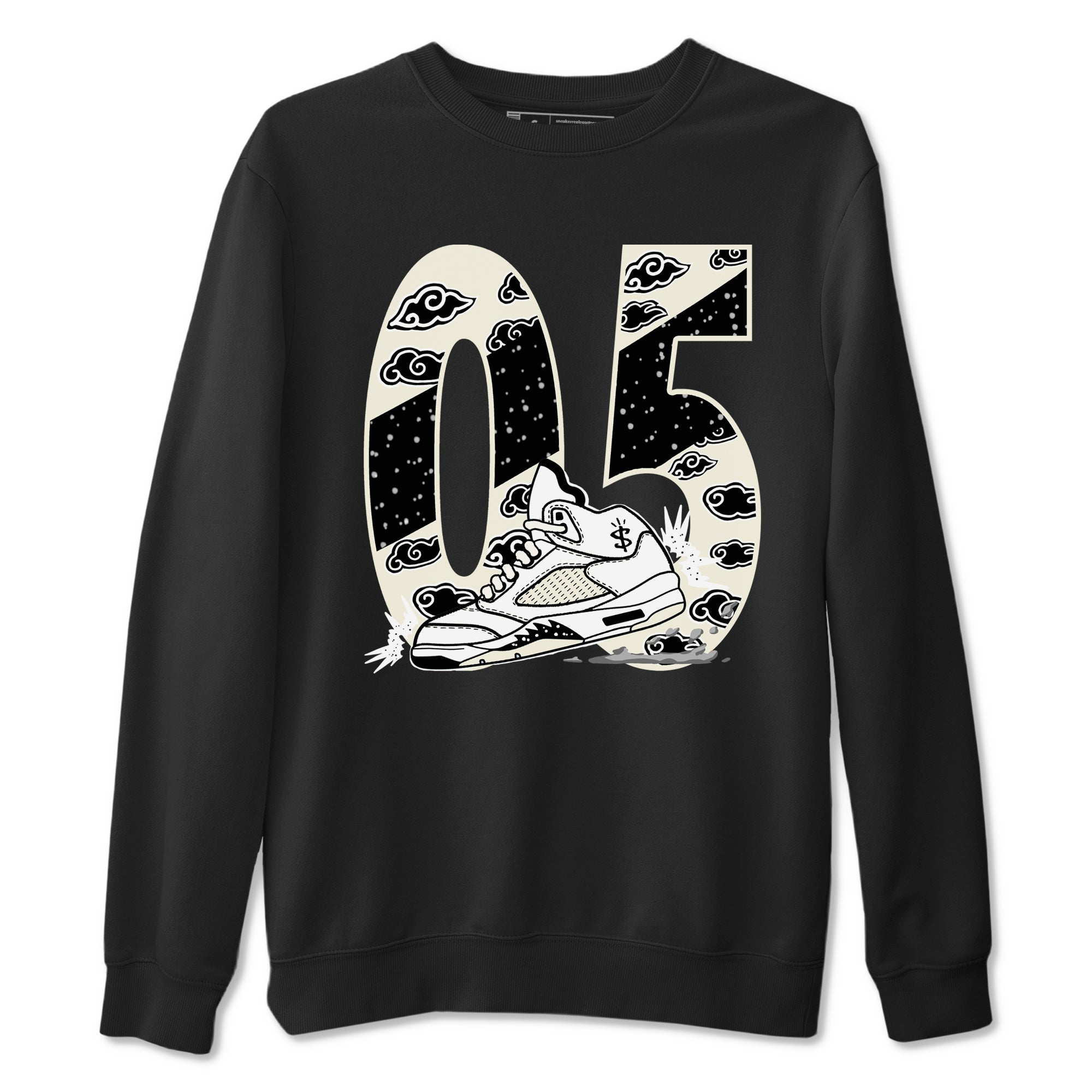 AJ5 Sail shirt to match jordans Aggressive Dribble sneaker tees Air Jordan 5 Sail SNRT Sneaker Release Tees unisex cotton Black 2 crew neck shirt