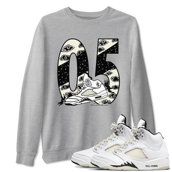 AJ5 Sail shirt to match jordans Aggressive Dribble sneaker tees Air Jordan 5 Sail SNRT Sneaker Release Tees unisex cotton Heather Grey 1 crew neck shirt