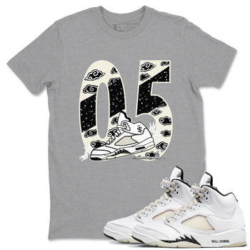 AJ5 Sail shirt to match jordans Aggressive Dribble sneaker tees Air Jordan 5 Sail SNRT Sneaker Release Tees unisex cotton Heather Grey 1 crew neck shirt