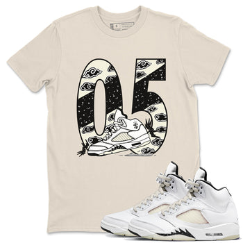 AJ5 Sail shirt to match jordans Aggressive Dribble sneaker tees Air Jordan 5 Sail SNRT Sneaker Release Tees unisex cotton Natural 1 crew neck shirt