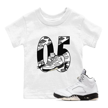 5s White Black shirts to match jordans Aggressive Dribble sneaker match tees Air Jordan 5 Retro White Black match shoes to clothes SNRT Sneaker Tees Youth Baby White 1 tee