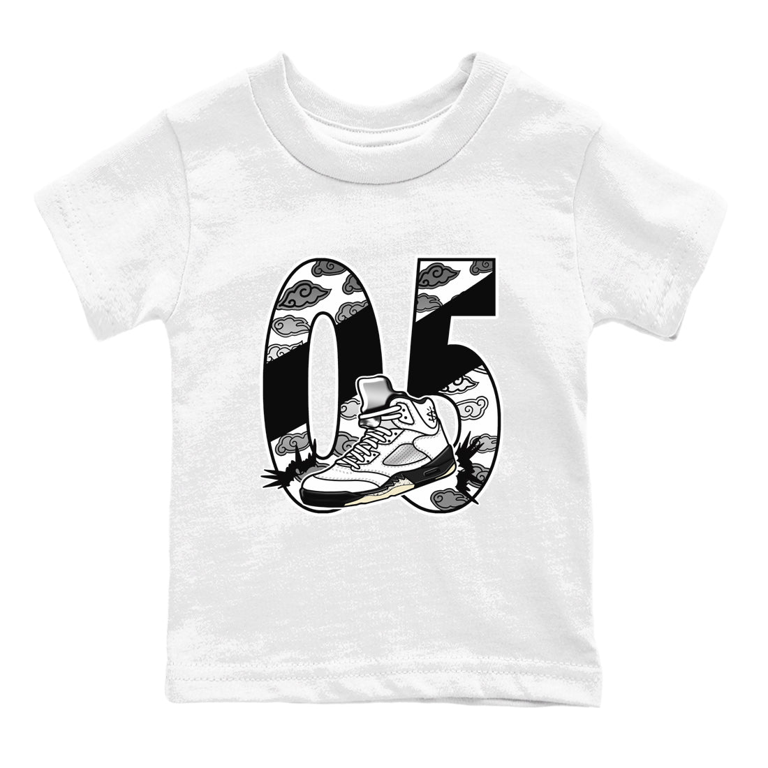 5s White Black shirts to match jordans Aggressive Dribble sneaker match tees Air Jordan 5 Retro White Black match shoes to clothes SNRT Sneaker Tees Youth Baby White 2 tee