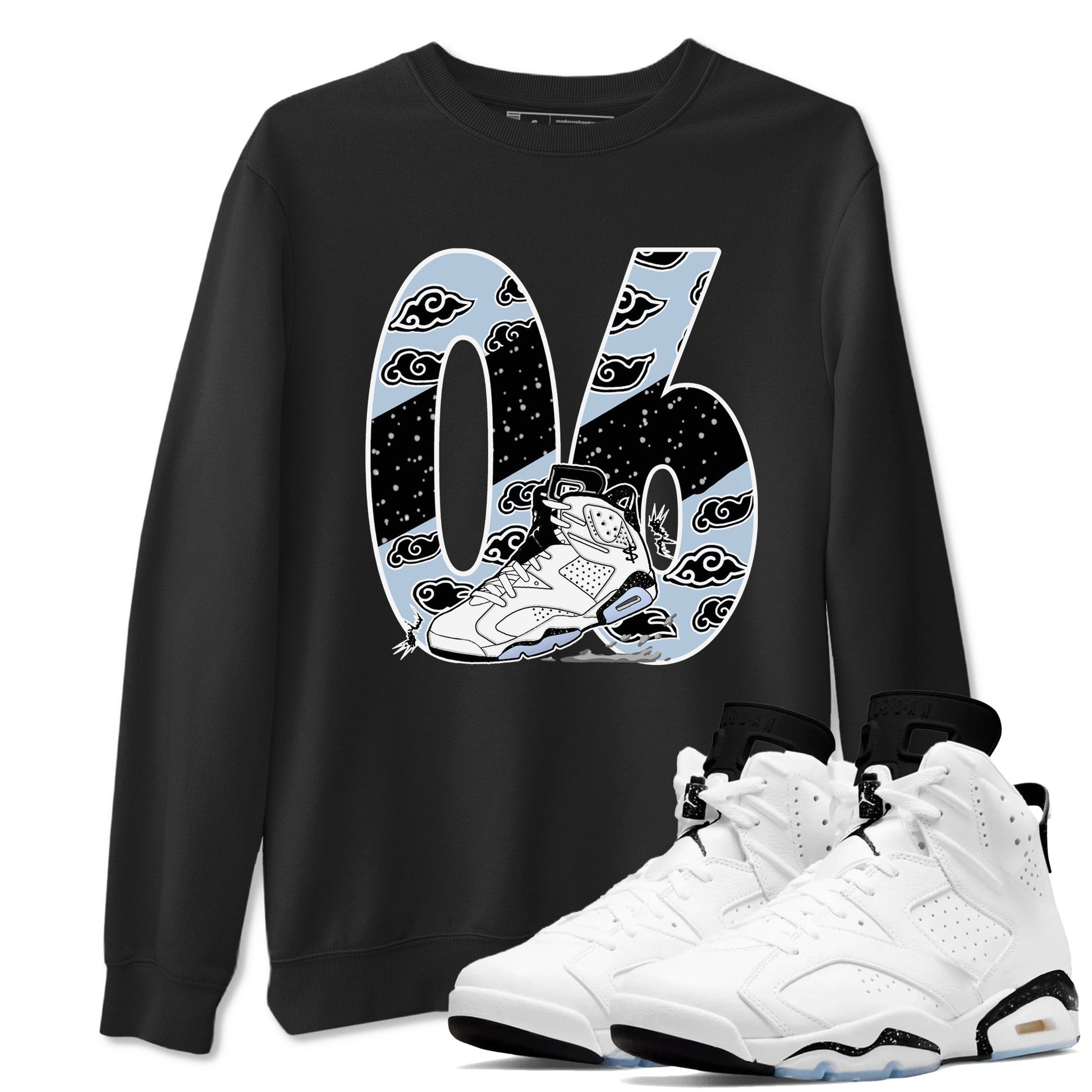 6s White Black shirt to match jordans Aggressive Dribble sneaker tees Air Jordan 6 White Black SNRT Sneaker Release Tees unisex cotton Black 1 crew neck shirt