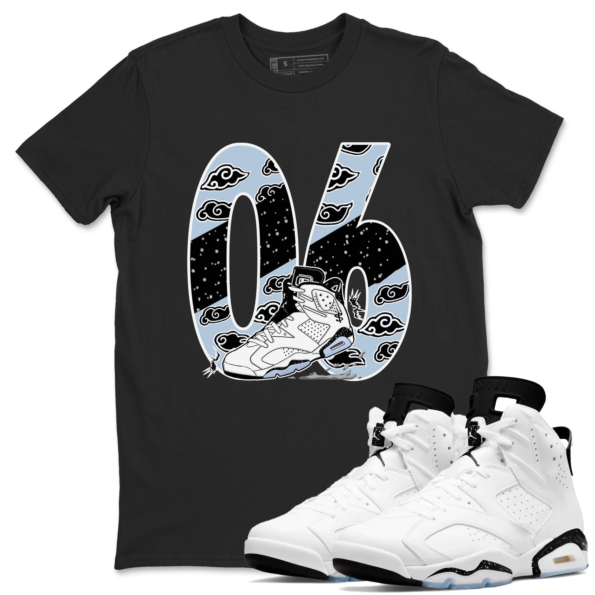 6s White Black shirt to match jordans Aggressive Dribble sneaker tees Air Jordan 6 White Black SNRT Sneaker Release Tees unisex cotton Black 1 crew neck shirt