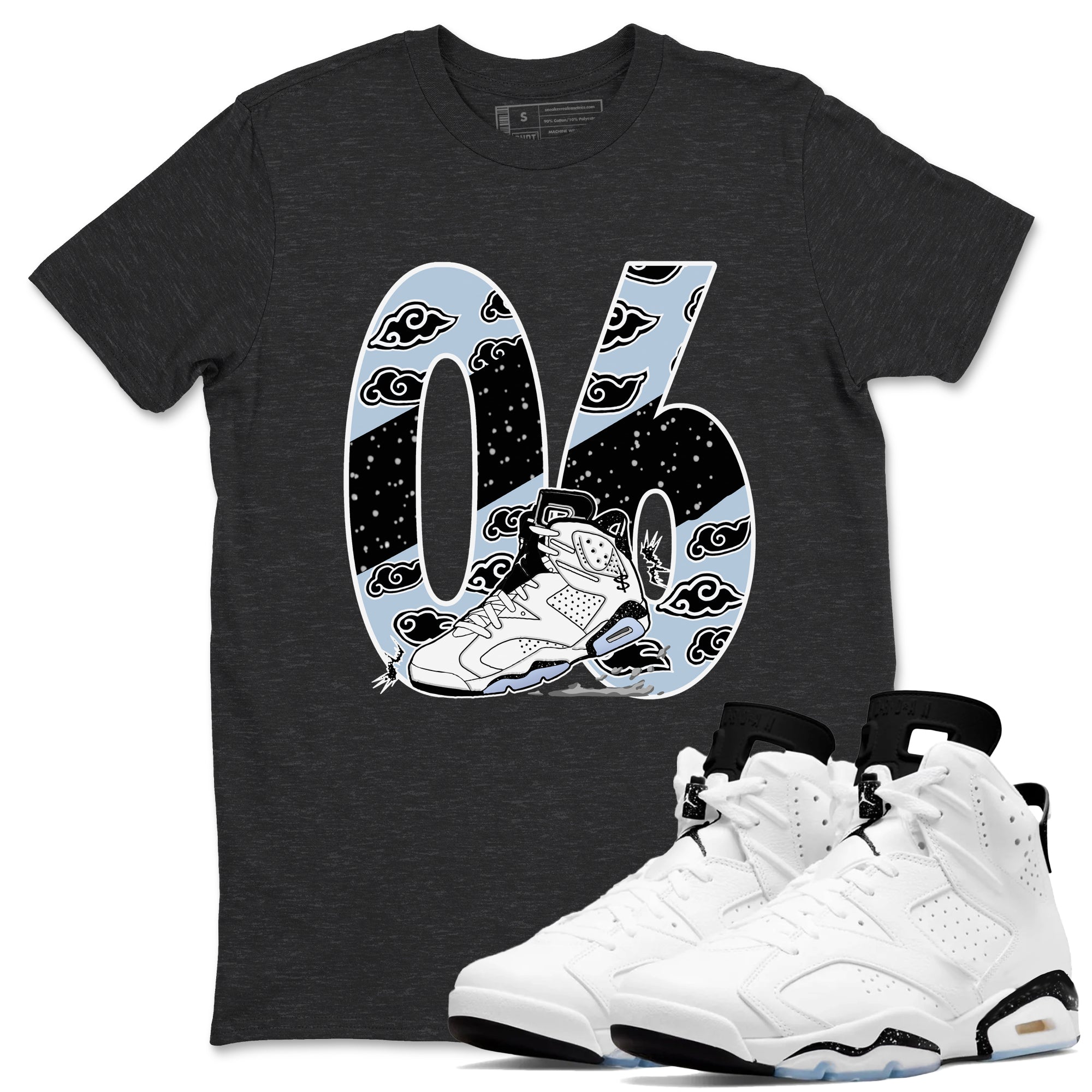 6s White Black shirt to match jordans Aggressive Dribble sneaker tees Air Jordan 6 White Black SNRT Sneaker Release Tees unisex cotton Charcoal Heather 1 crew neck shirt
