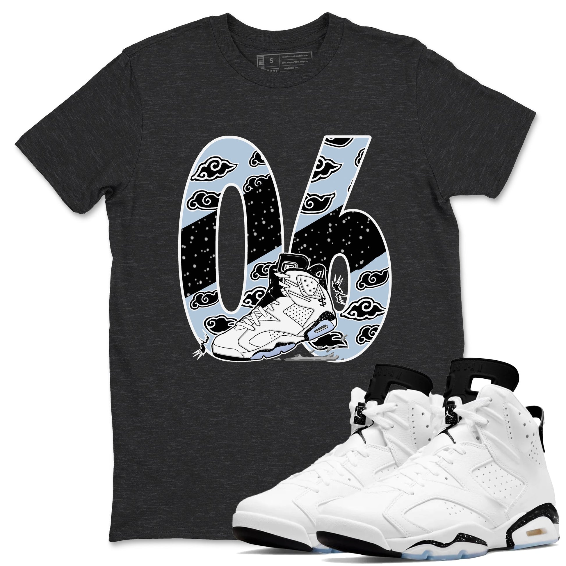 6s White Black shirt to match jordans Aggressive Dribble sneaker tees Air Jordan 6 White Black SNRT Sneaker Release Tees unisex cotton Charcoal Heather 1 crew neck shirt