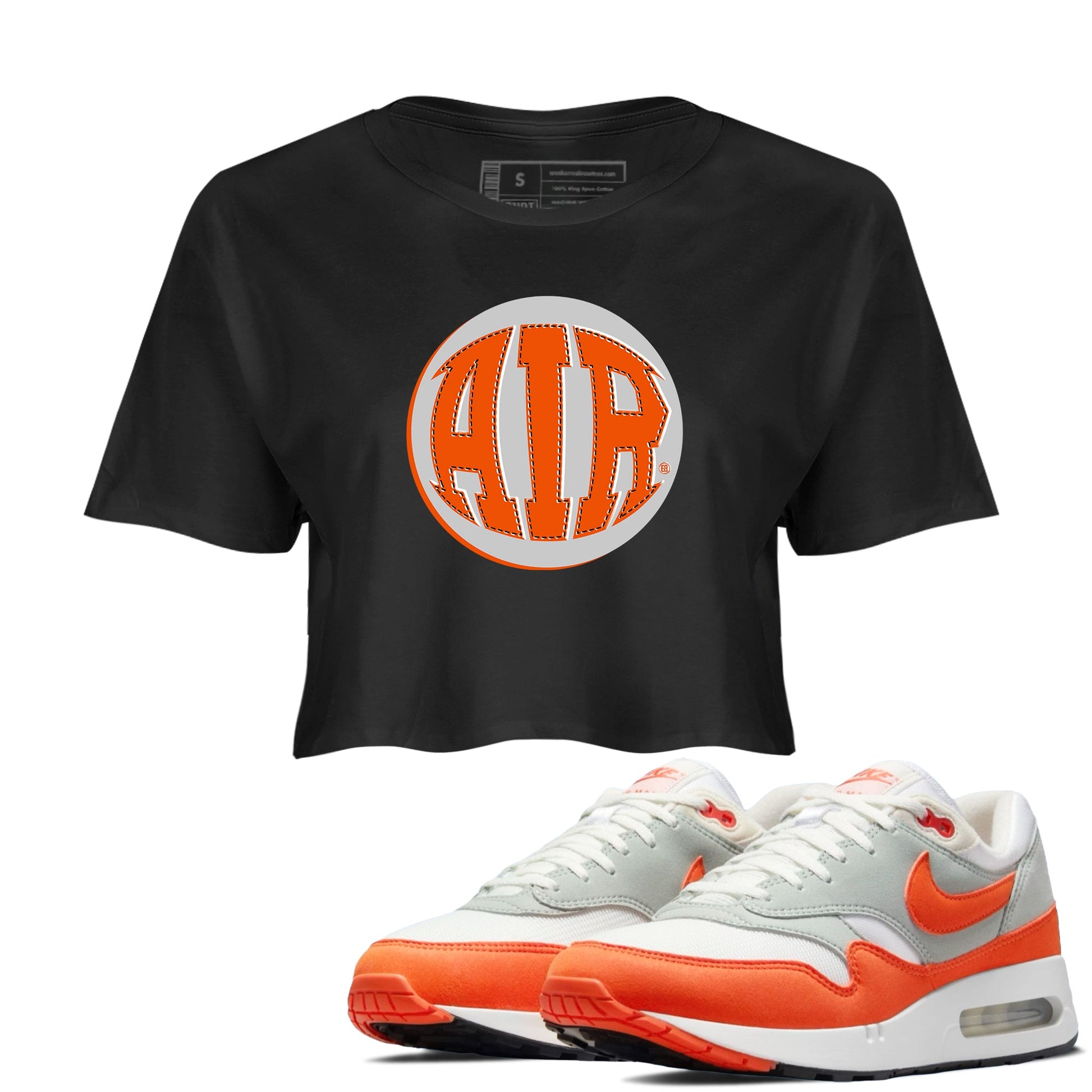 Air Max 1 OG '86 'Summit White and Cosmic Clay shirts to match jordans AIR sneaker match tees Air Max 1 Cosmic Clay match shoes to clothes SNRT Sneaker Tees unisex cotton Black 1 crop tee
