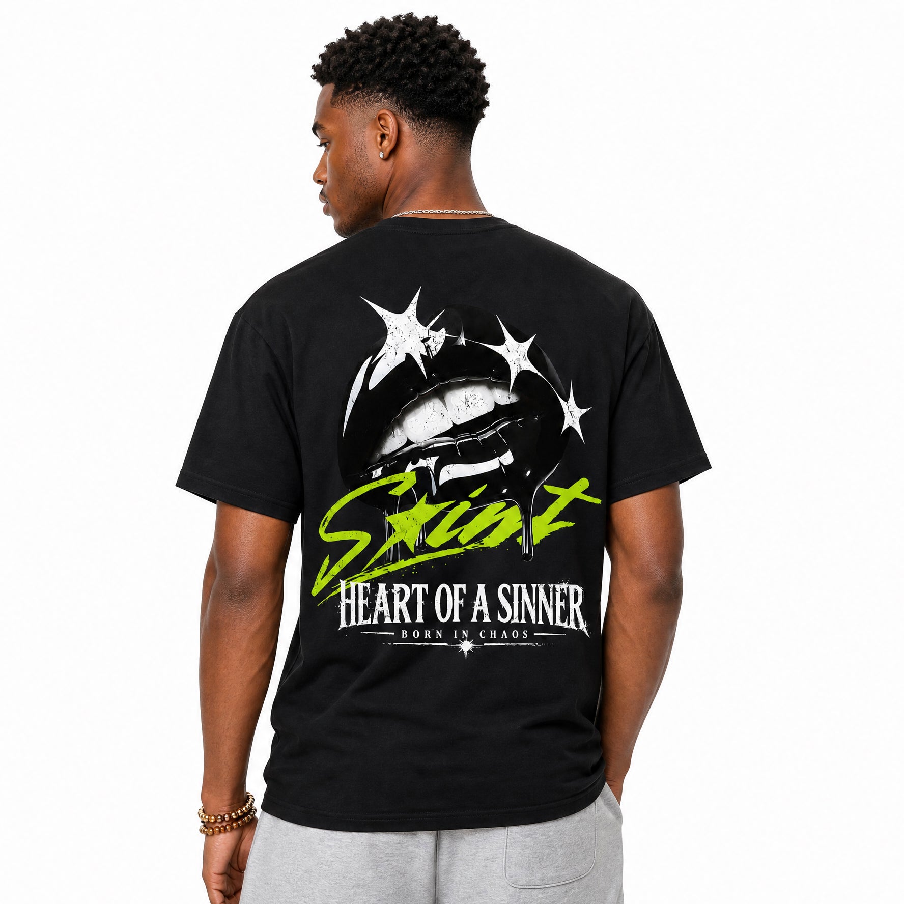 Heart of Sinner front and back graphic t-shirt
