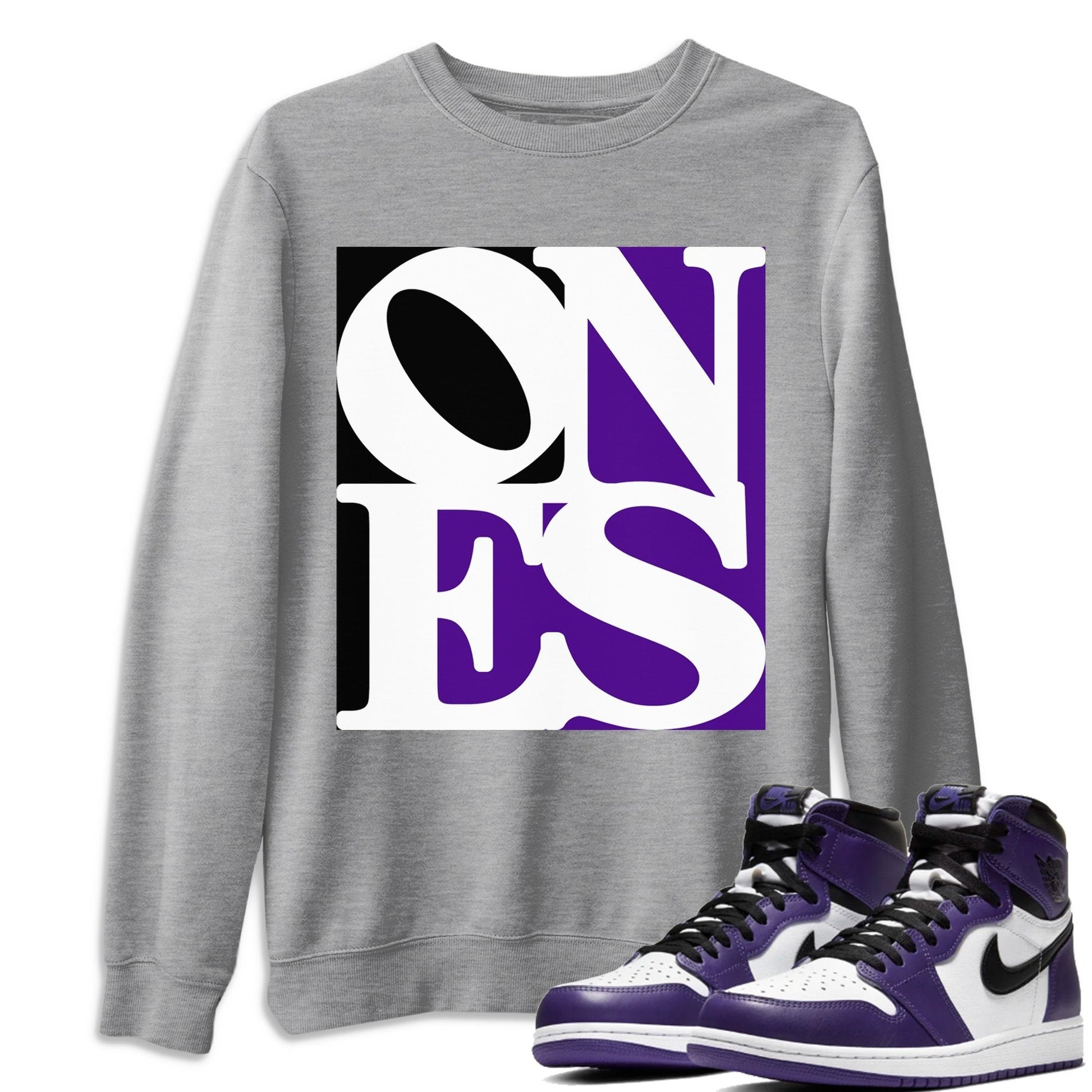 Ones Unisex Adult Tops - Air Jordan 1 Court Purple - SNRT Sneaker T-shirts