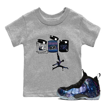 Air Foamposite One Galaxy shirts to match jordans Jordan Paint sneaker match tees Air Foamposite One Galaxy SNRT Sneaker Release Tees Youth Baby Heather Grey 1 crew neck shirts