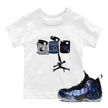 Air Foamposite One Galaxy shirts to match jordans Jordan Paint sneaker match tees Air Foamposite One Galaxy SNRT Sneaker Release Tees Youth Baby White 1 crew neck shirts