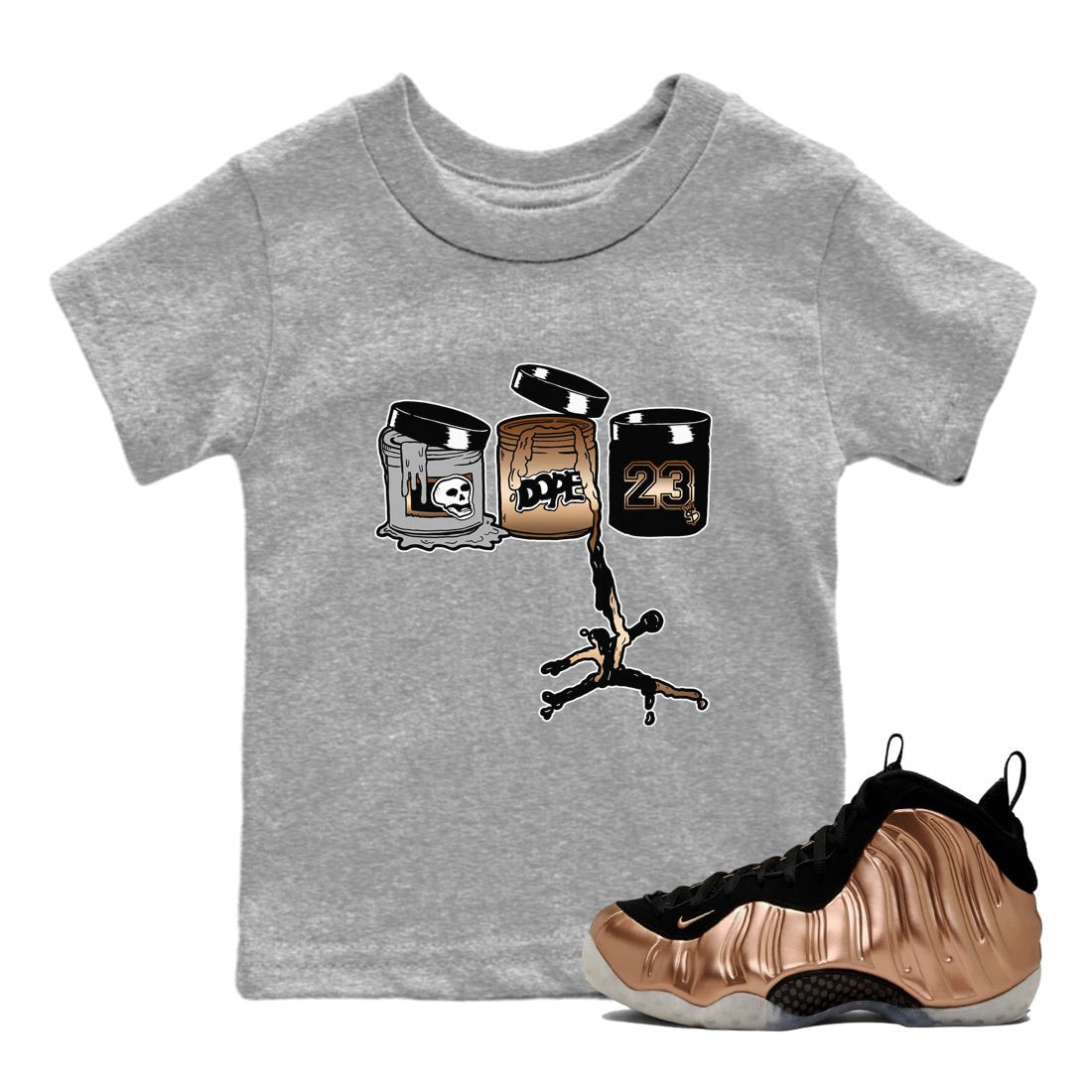 Air Foamposite One Metallic Copper shirts to match jordans Jordan Paint sneaker match tees Air Foamposite One Metallic Copper SNRT Sneaker Release Tees Youth Baby Heather Grey 1 crew neck shirts