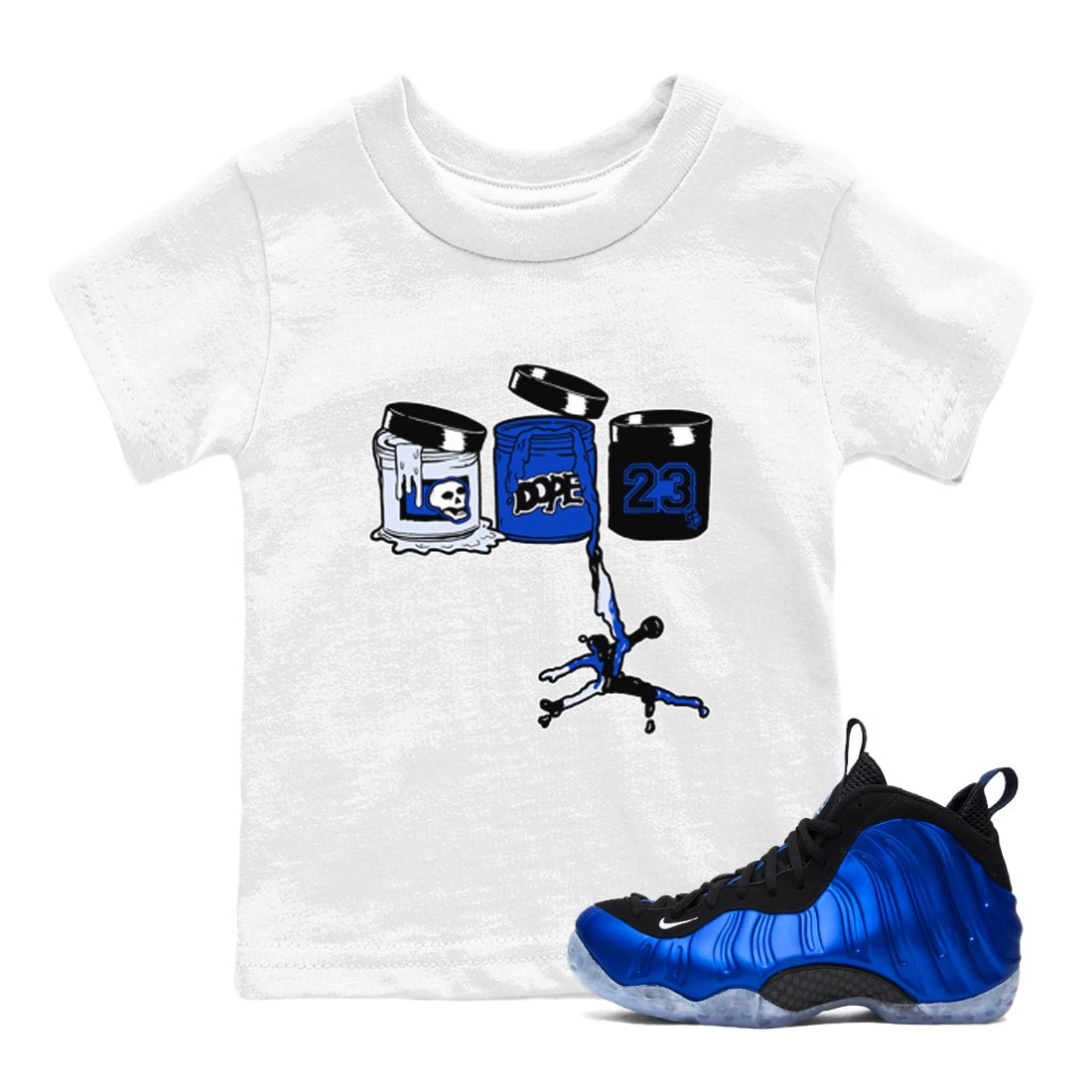 Air Foamposite One Royal shirts to match jordans Jordan Paint sneaker match tees Air Foamposite One Royal SNRT Sneaker Release Tees Youth Baby White 1 crew neck shirts
