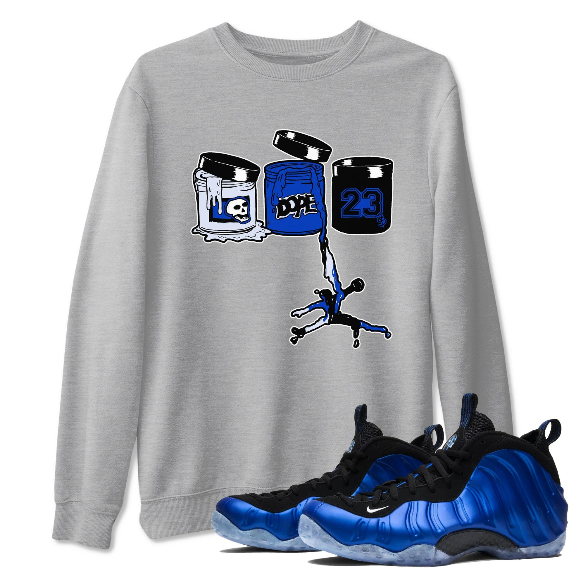 Air Foamposite One Royal shirts to match jordans Jordan Paint sneaker match tees Air Foamposite One Royal SNRT Sneaker Release Tees unisex cotton Heather Grey 1 crew neck shirts