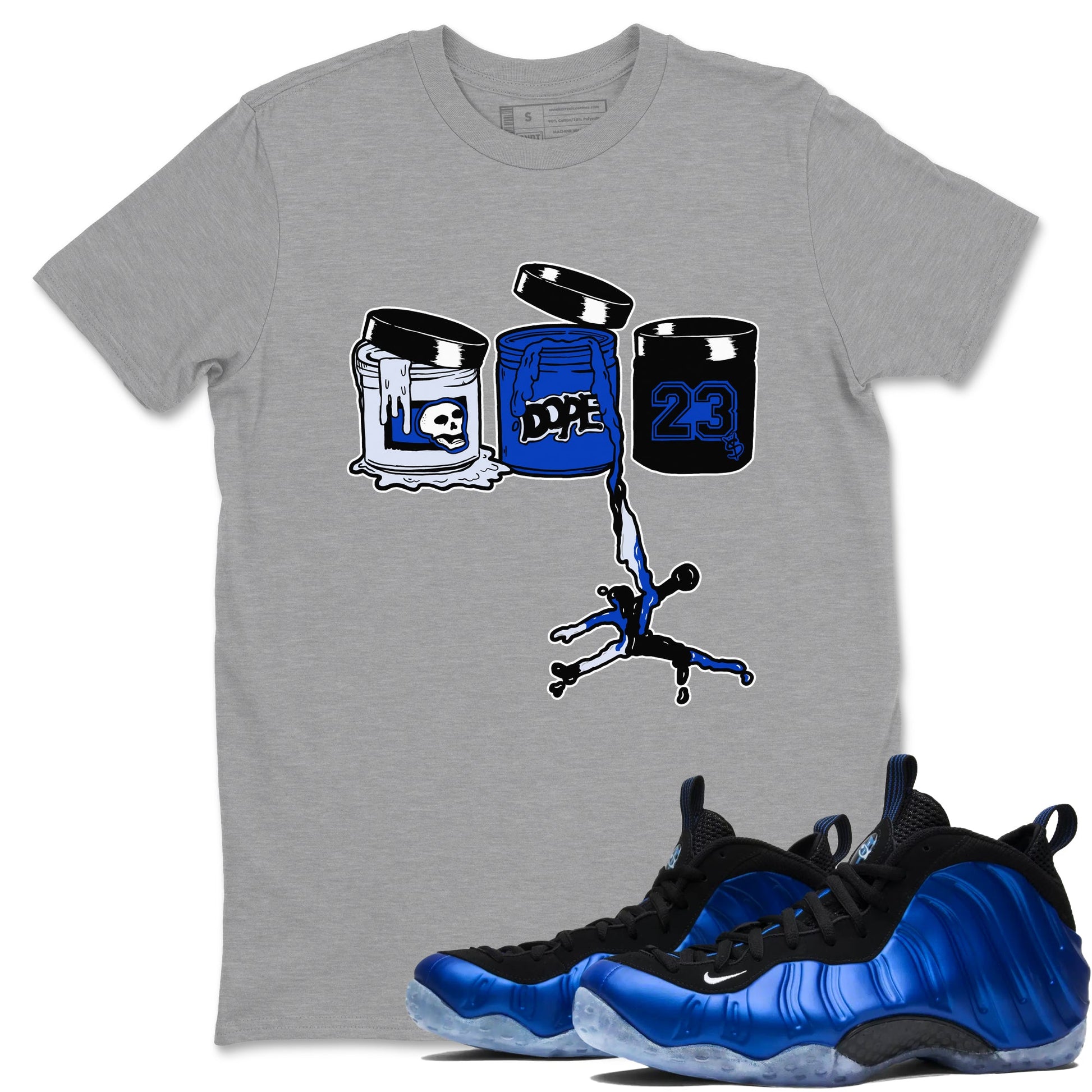 Air Foamposite One Royal shirts to match jordans Jordan Paint sneaker match tees Air Foamposite One Royal SNRT Sneaker Release Tees unisex cotton Heather Grey 1 crew neck shirts