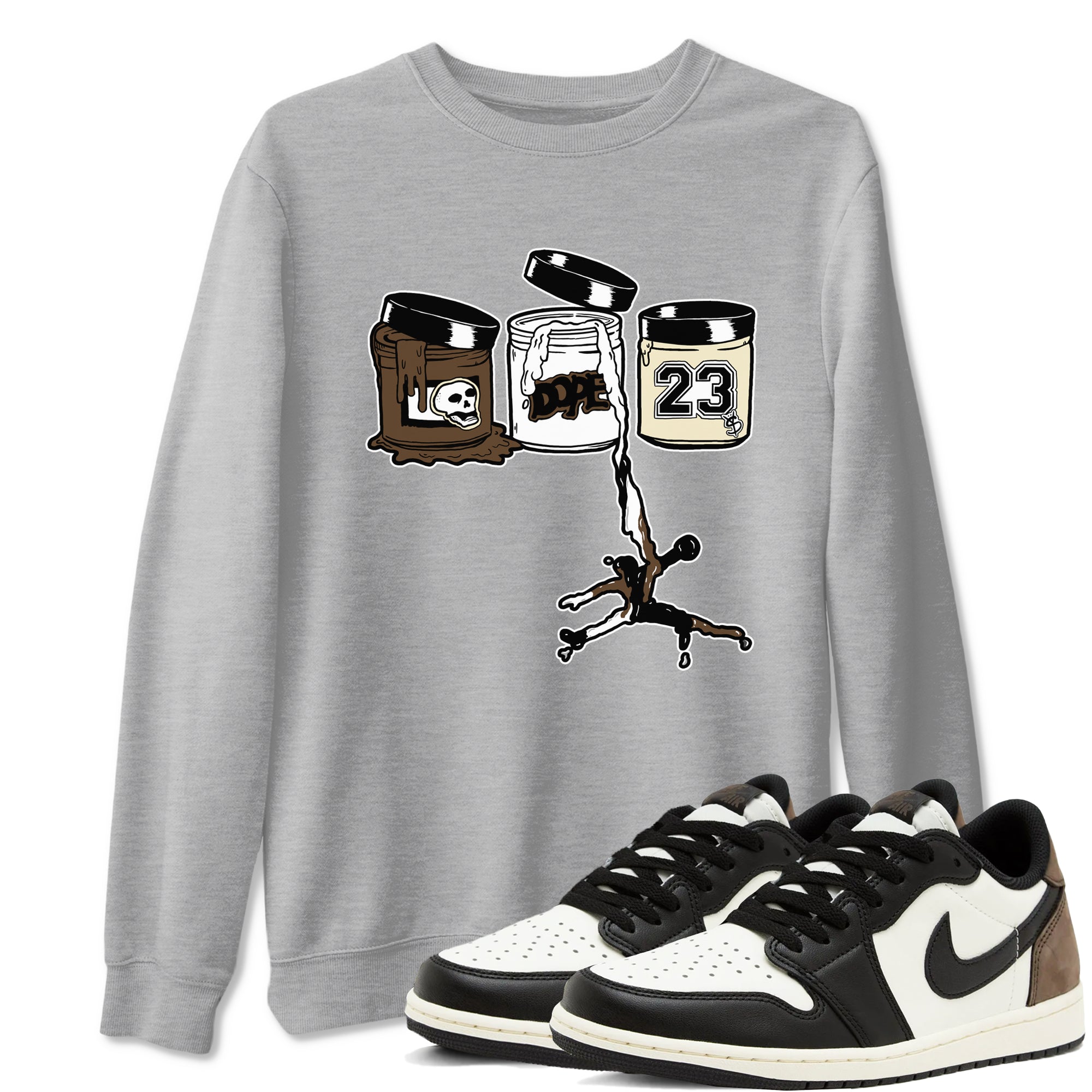 1s Mocha Shirts To Match Jordans Jordan Paint sneaker match tees Air Jordan 1 Mocha Tee SNRT Sneaker Release Tees unisex cotton Heather Grey 1 crew neck shirts