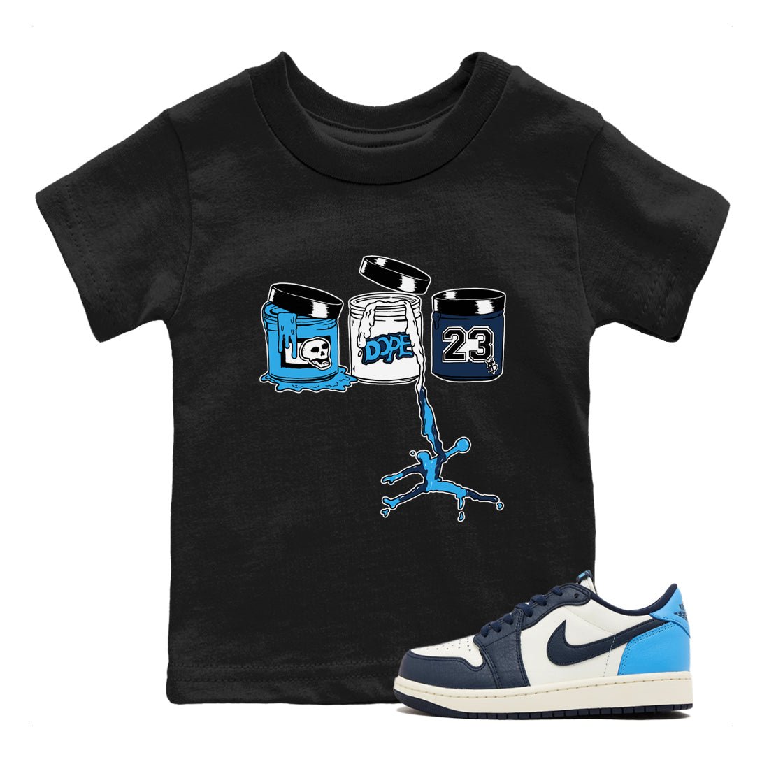 1s Obsidian shirts to match jordans Jordan Paint shirts to match Jordans AJ1 Retro Low OG Obsidian match shoes to clothes SNRT Sneaker Tees Youth Baby Black 1 tee