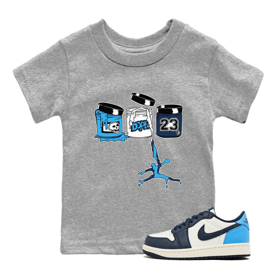 1s Obsidian shirts to match jordans Jordan Paint shirts to match Jordans AJ1 Retro Low OG Obsidian match shoes to clothes SNRT Sneaker Tees Youth Baby Heather Grey 1 tee