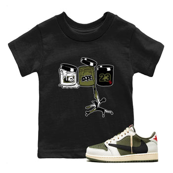 1s Travis Scott Medium Olive shirts to match jordans Jordan Paint sneaker match tees Air Jordan 1 Travis Scott Medium Olive match shoes to clothes SNRT Sneaker Tees Youth Baby Black 1 tee