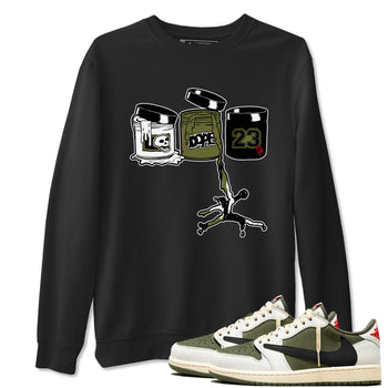 1s Travis Scott Medium Olive shirts to match jordans Jordan Paint sneaker match tees Air Jordan 1 Travis Scott Medium Olive match shoes to clothes SNRT Sneaker Tees unisex cotton Black 1 shirts