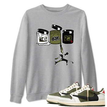 1s Travis Scott Medium Olive shirts to match jordans Jordan Paint sneaker match tees Air Jordan 1 Travis Scott Medium Olive match shoes to clothes SNRT Sneaker Tees unisex cotton Heather Grey 1 shirts