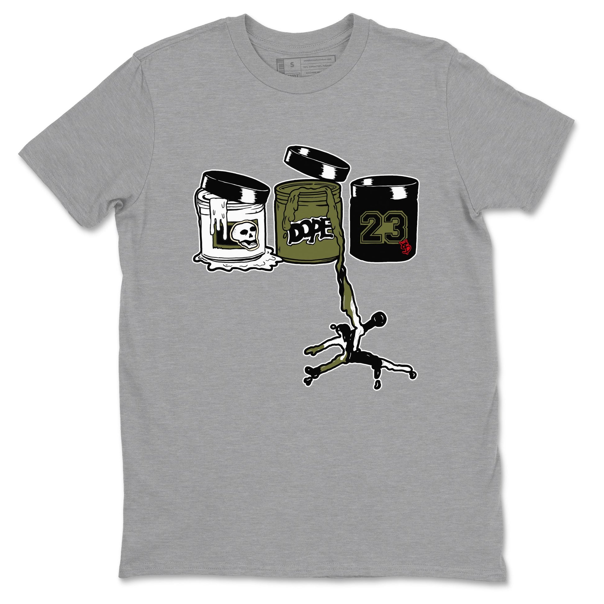 1s Travis Scott Medium Olive shirts to match jordans Jordan Paint sneaker match tees Air Jordan 1 Travis Scott Medium Olive match shoes to clothes SNRT Sneaker Tees unisex cotton Heather Grey 2 shirts