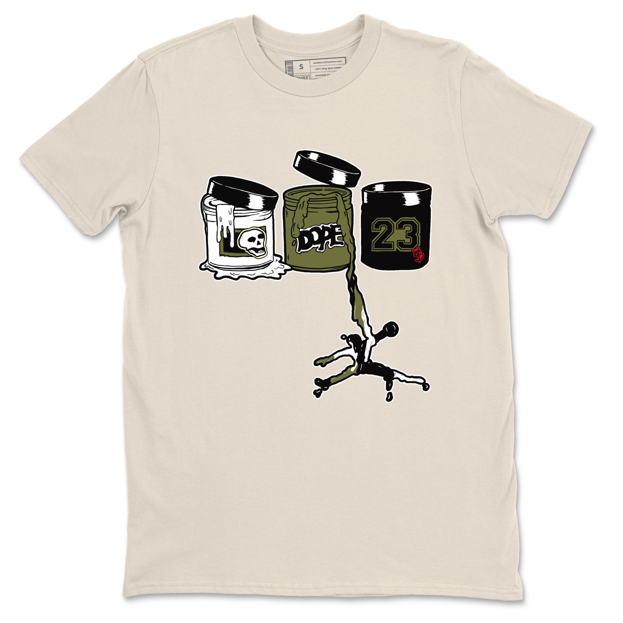 1s Travis Scott Medium Olive shirts to match jordans Jordan Paint sneaker match tees Air Jordan 1 Travis Scott Medium Olive match shoes to clothes SNRT Sneaker Tees unisex cotton Natural 2 shirts