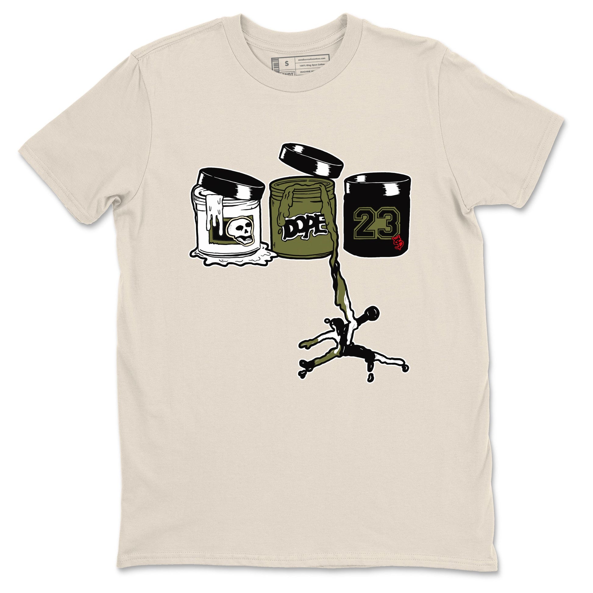 1s Travis Scott Medium Olive shirts to match jordans Jordan Paint sneaker match tees Air Jordan 1 Travis Scott Medium Olive match shoes to clothes SNRT Sneaker Tees unisex cotton Natural 2 shirts