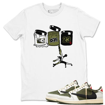 1s Travis Scott Medium Olive shirts to match jordans Jordan Paint sneaker match tees Air Jordan 1 Travis Scott Medium Olive match shoes to clothes SNRT Sneaker Tees unisex cotton White 1 shirts