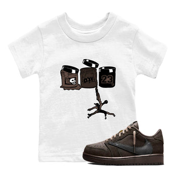 AJ1 Travis Scott Velvet Brown and Dark Mocha shirts to match jordans Jordan Paint sneaker match tees 1s Travis Scott Velvet Brown match shoes to clothes SNRT Sneaker Tees Youth Baby White 1 tee