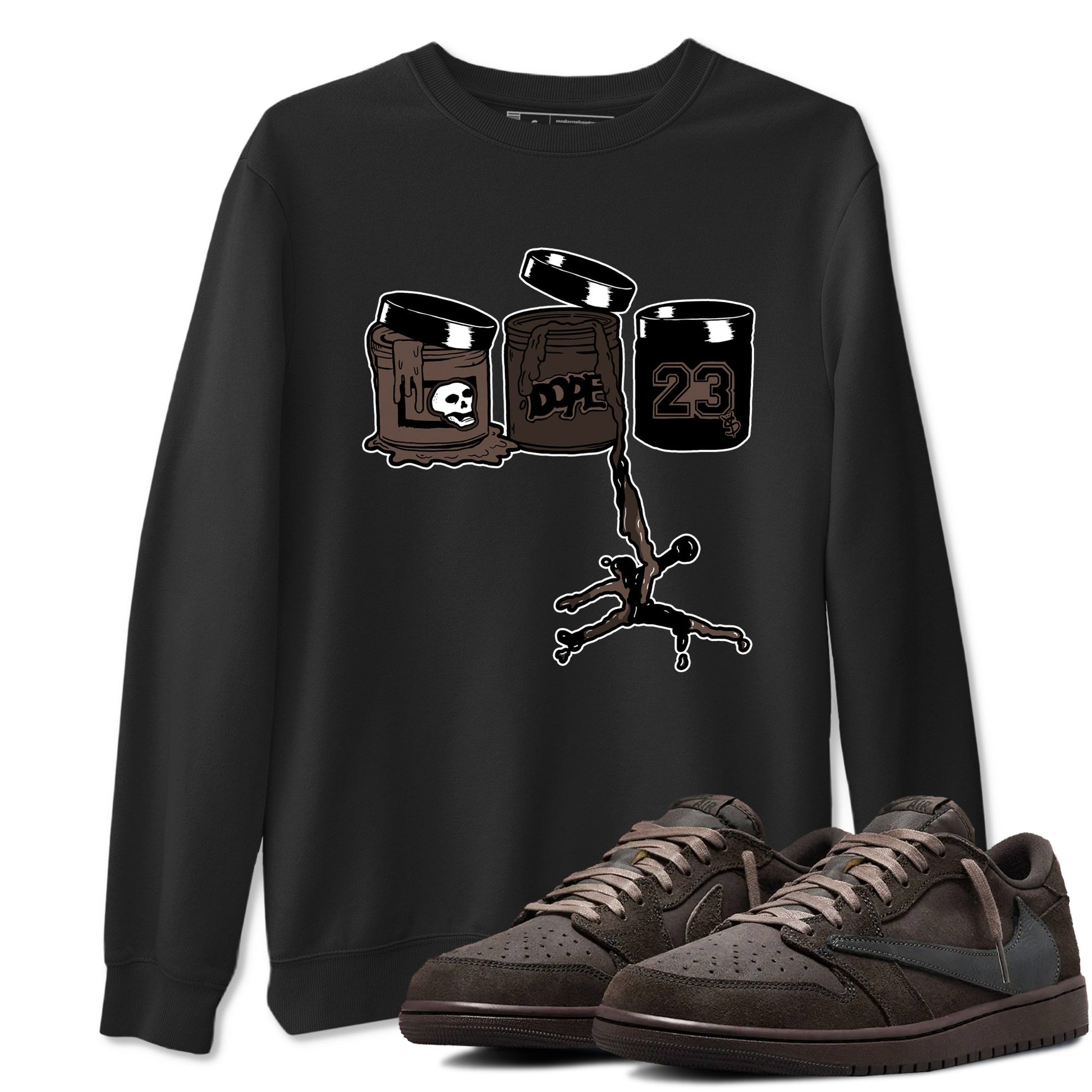 AJ1 Travis Scott Velvet Brown and Dark Mocha shirts to match jordans Jordan Paint sneaker match tees 1s Travis Scott Velvet Brown match shoes to clothes SNRT Sneaker Tees unisex cotton Black 1 shirts