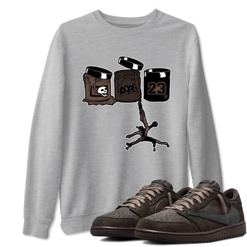 AJ1 Travis Scott Velvet Brown and Dark Mocha shirts to match jordans Jordan Paint sneaker match tees 1s Travis Scott Velvet Brown match shoes to clothes SNRT Sneaker Tees unisex cotton Heather Grey 1 shirts