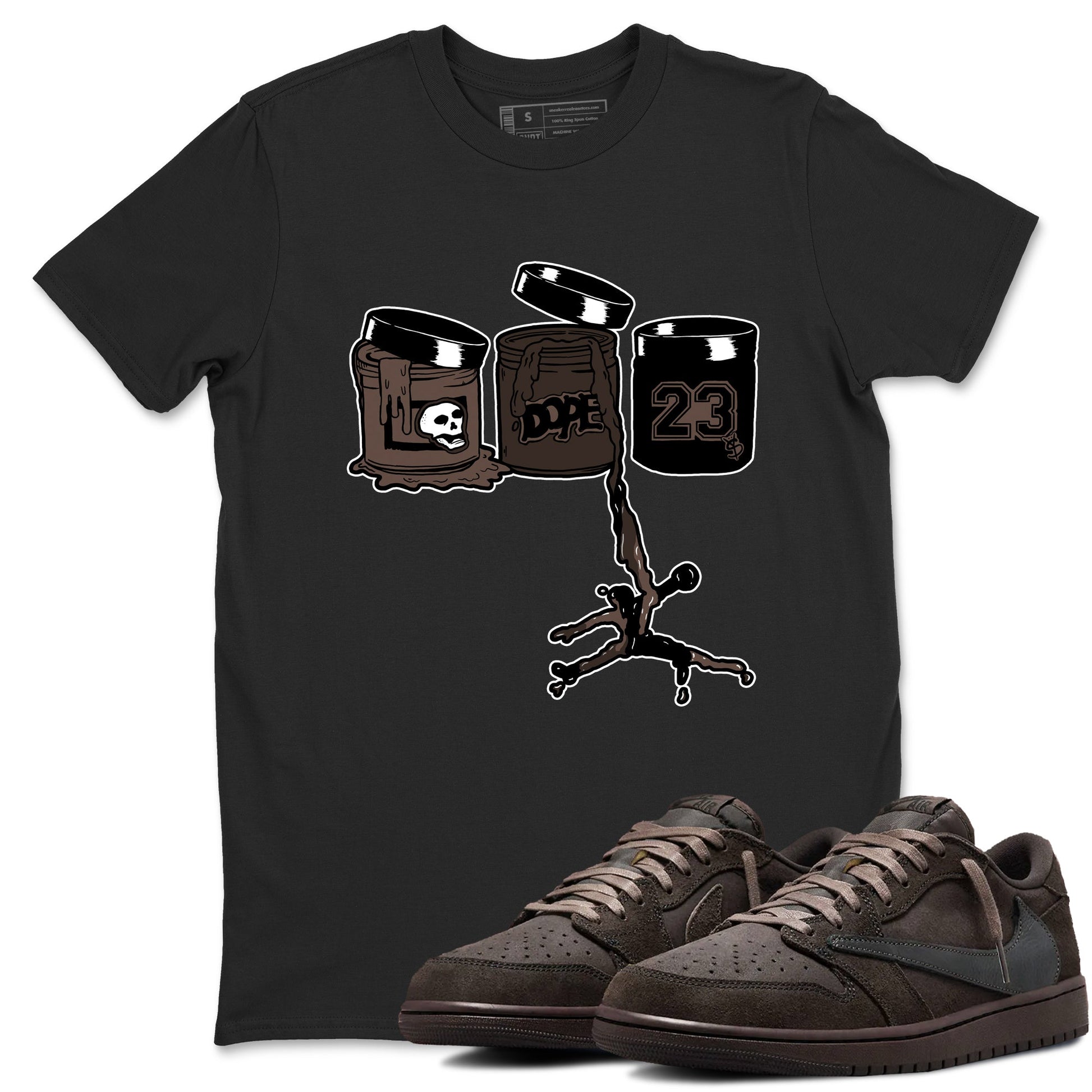 AJ1 Travis Scott Velvet Brown and Dark Mocha shirts to match jordans Jordan Paint sneaker match tees 1s Travis Scott Velvet Brown match shoes to clothes SNRT Sneaker Tees unisex cotton Black 1 shirts