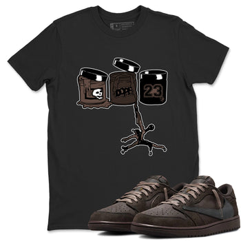 AJ1 Travis Scott Velvet Brown and Dark Mocha shirts to match jordans Jordan Paint sneaker match tees 1s Travis Scott Velvet Brown match shoes to clothes SNRT Sneaker Tees unisex cotton Black 1 shirts